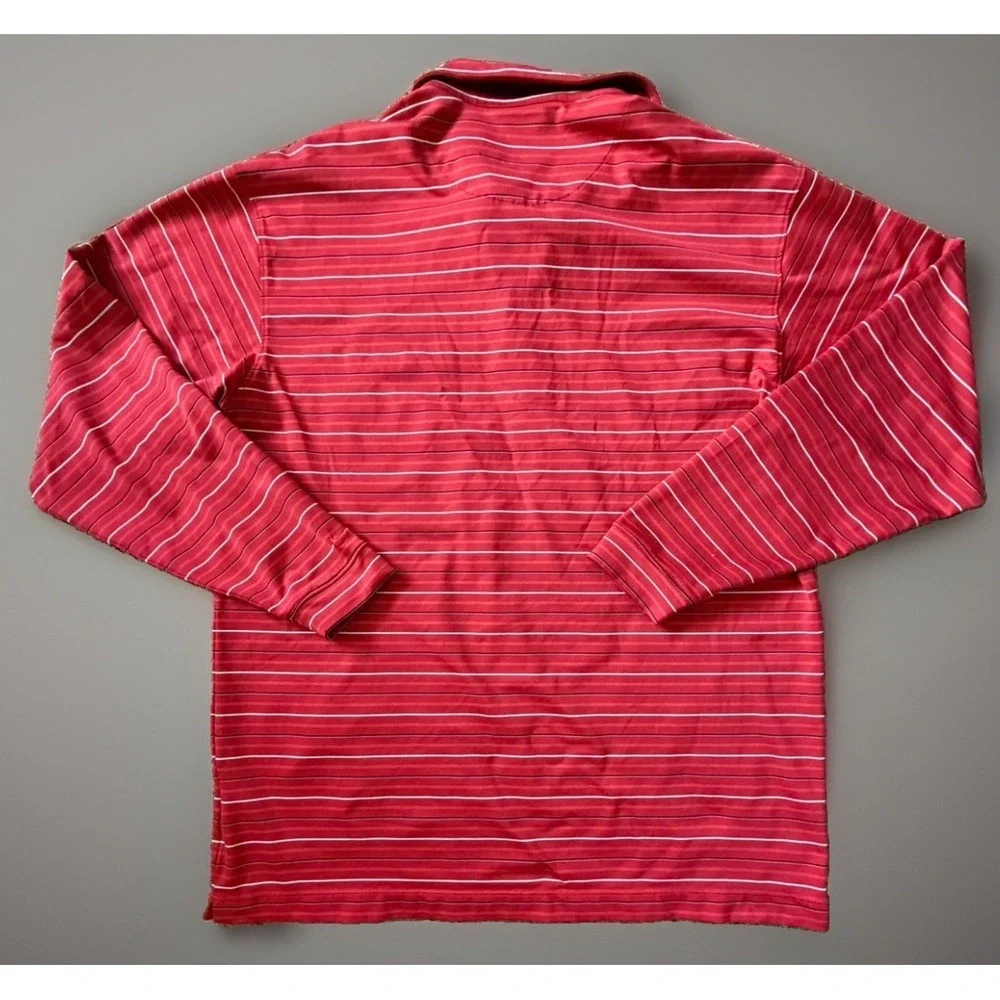 Nike Golf Dri-FIT Long Sleeve Polo Shirt Red Striped Embroidered Logo Large JBHS